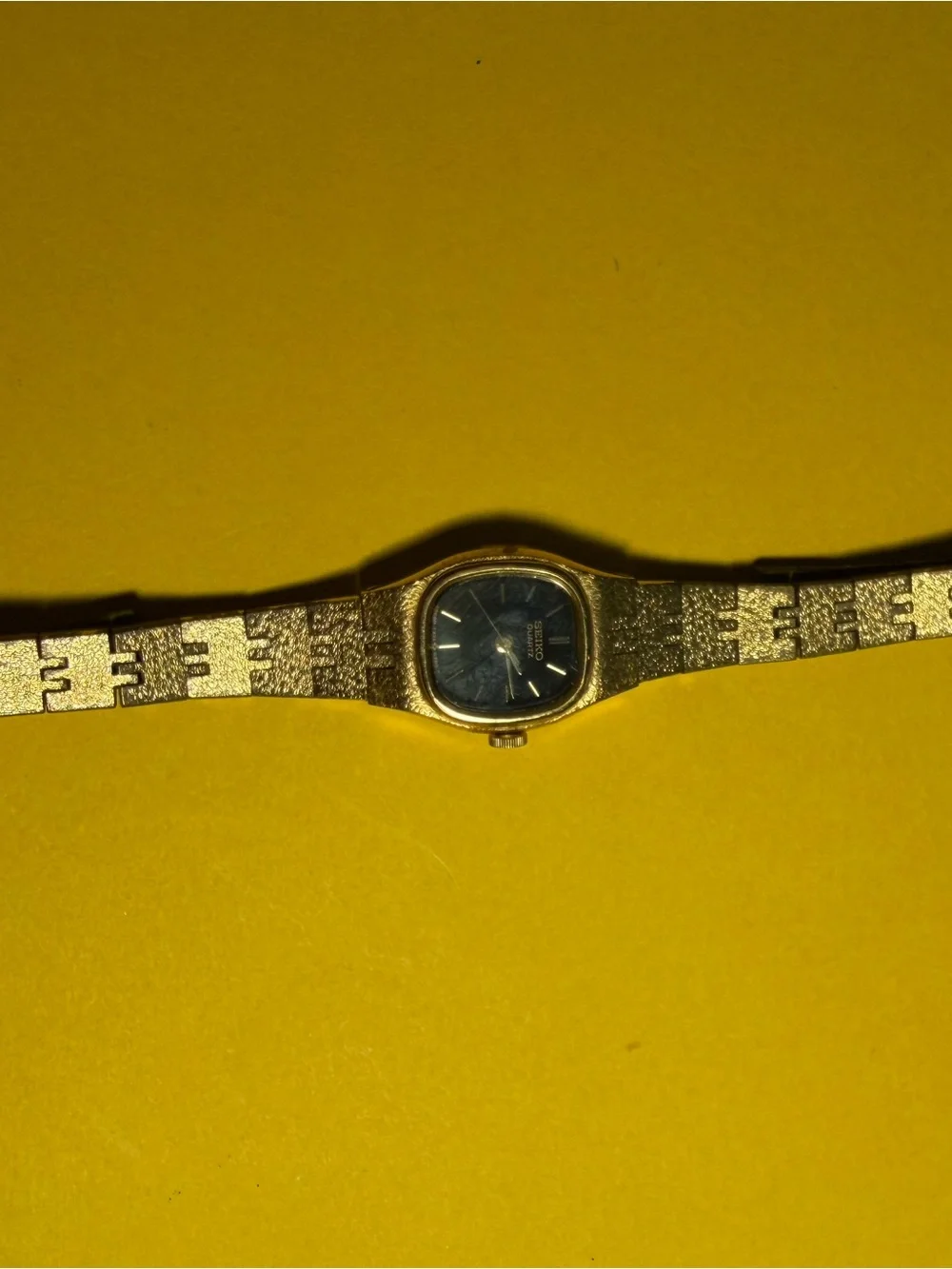Seiko Gold Tone Women's Bracelet Watch with Black Dial